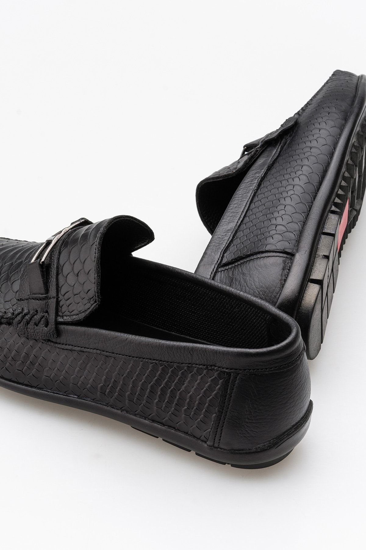 Siyah Erkek Hakiki Deri Jelli Rahat Günlük Loafer Ayakkabı