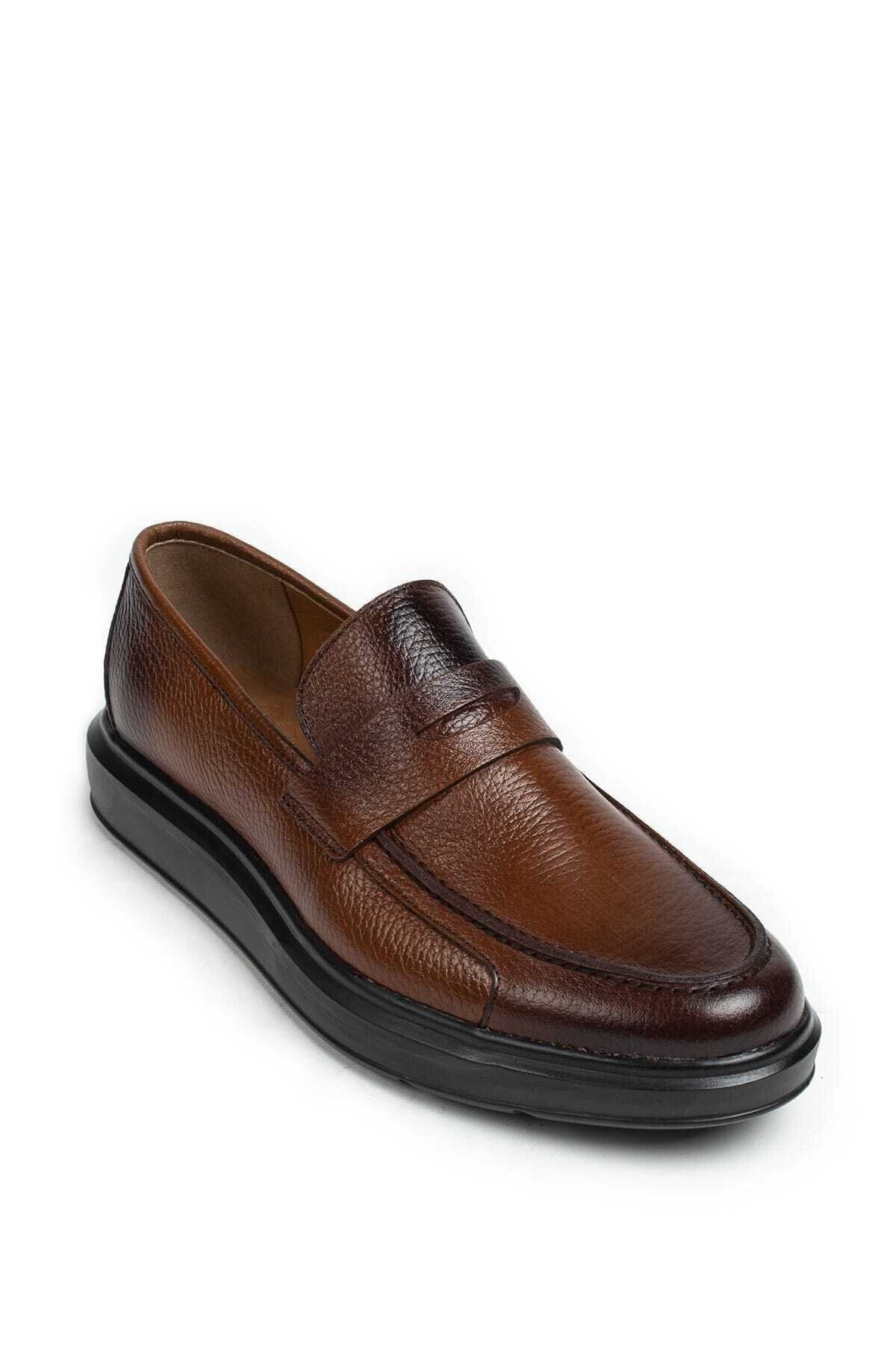 Erkek Kahverengi Hakiki Deri Loafer Ayakkabı