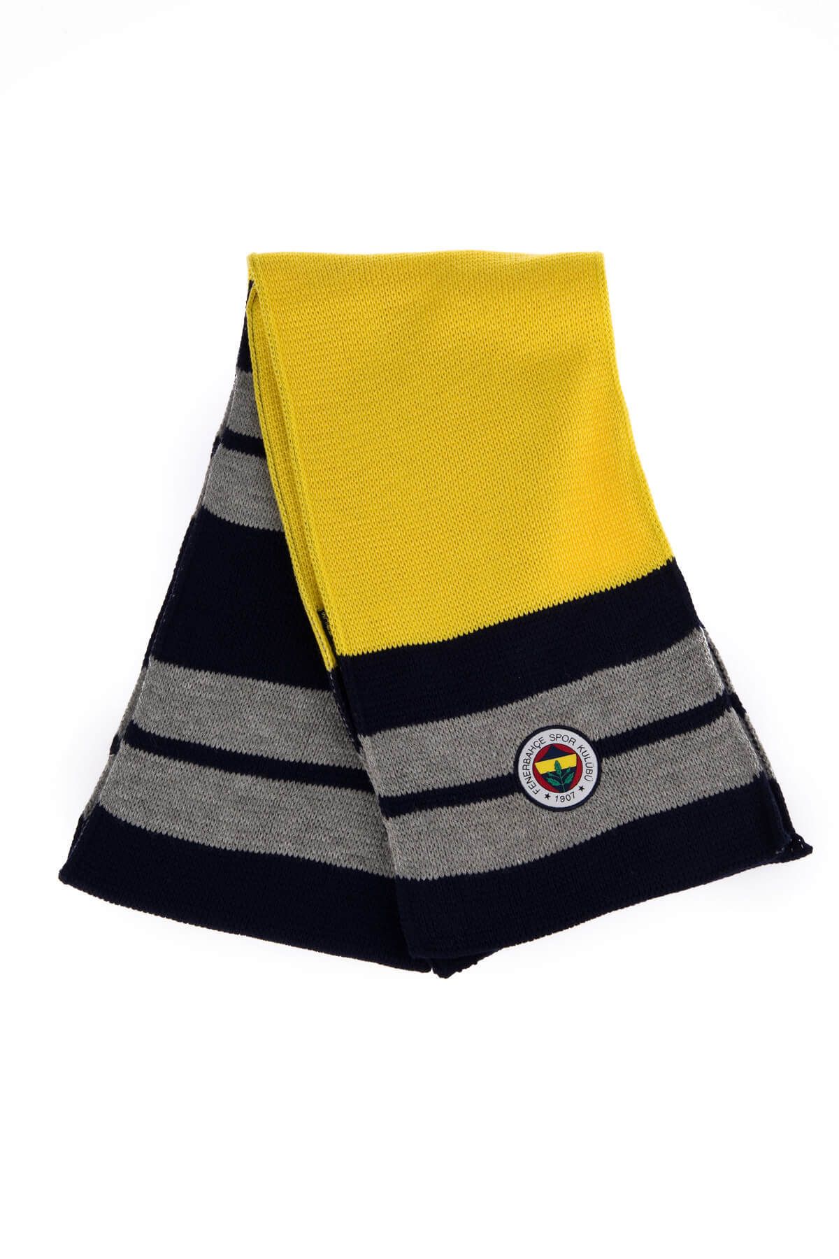 Fenerbahçe Gri Şeritli 6 Renk Logo Atkı