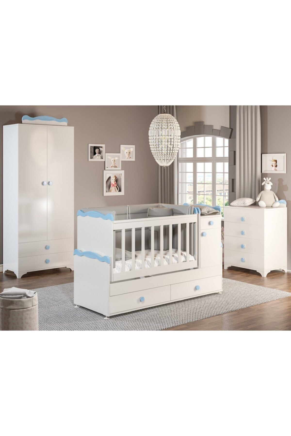 Bby970 Babysun Luks Bebek Odası Takımı 2 Kapılı Mavi