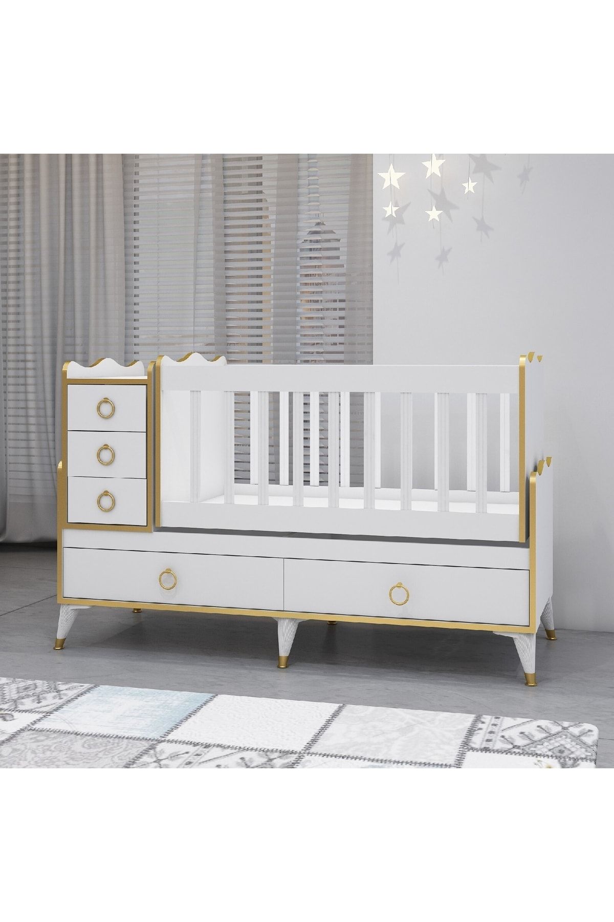 Alya Gold Yıldız 3 Komodin Avangart Bebek Odası Takımı