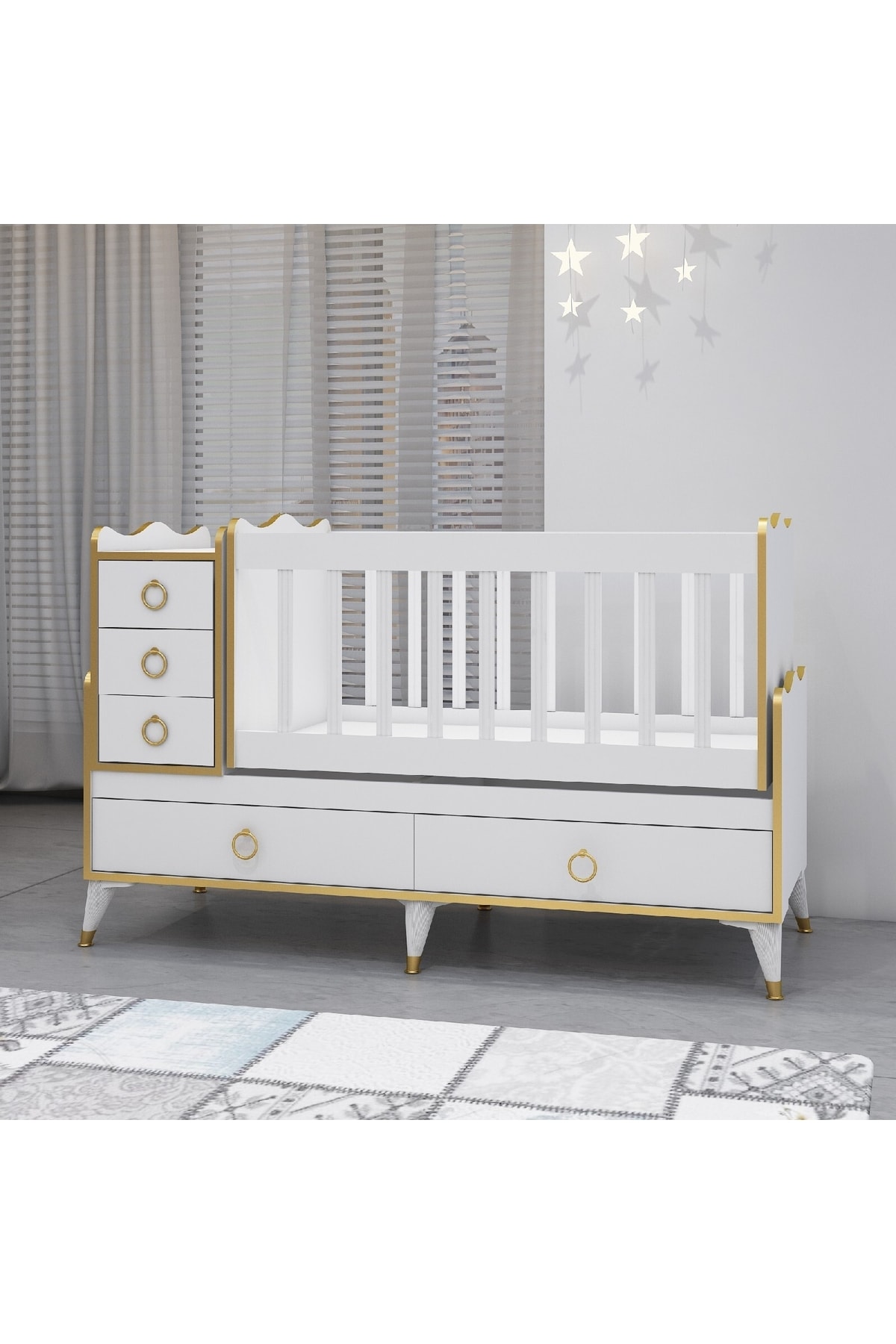 Alya Gold Yıldız 4 Komodin Avangart Bebek Odası Takımı